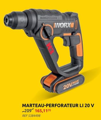 Promotions Marteau-perforateur li 20 v worx - Worx - Valide de 10/02/2021 à 01/03/2021 chez BricoPlanit