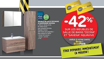 Promotions Meuble de salle de bains à suspendre savena - AQUA VIVE - Valide de 10/02/2021 à 01/03/2021 chez BricoPlanit