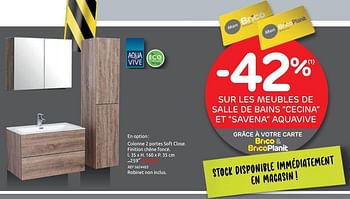 Promotions Meuble de salle de bains à suspendre savena - AQUA VIVE - Valide de 10/02/2021 à 01/03/2021 chez BricoPlanit