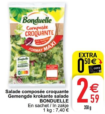 Promotions Salade composée croquante gemengde krokante salade bonduelle - Bonduelle - Valide de 09/02/2021 à 15/09/2021 chez Cora