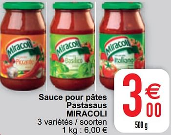 Promotions Sauce pour pâtes pastasaus miracoli - Miracoli - Valide de 09/02/2021 à 15/09/2021 chez Cora
