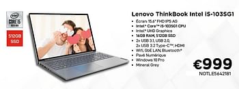 Promoties Lenovo thinkbook intel i5-1035g1 - Lenovo - Geldig van 01/02/2021 tot 28/02/2021 bij Compudeals