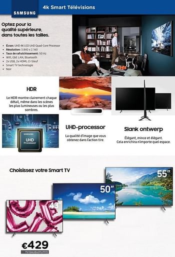 Promotions Samsung 4k smart télévisions tv-saue43tu7172 - Samsung - Valide de 01/02/2021 à 28/02/2021 chez Compudeals