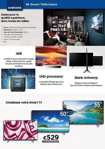 Promotions Samsung 4k smart télévisions tv - saue50tu8072 - Samsung - Valide de 01/02/2021 à 28/02/2021 chez Compudeals