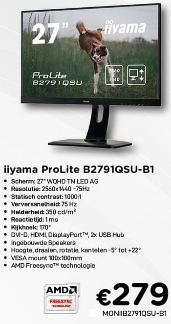 Promoties Iiyama prolite b2791qsu-b1 - Iiyama - Geldig van 01/02/2021 tot 28/02/2021 bij Compudeals