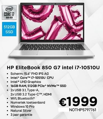 Promoties Hp elitebook 850 g7 intel i7-10510u - HP - Geldig van 01/02/2021 tot 28/02/2021 bij Compudeals