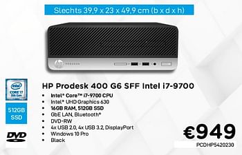 Promoties Hp prodesk 400 g6 sff intel i7-9700 - HP - Geldig van 01/02/2021 tot 28/02/2021 bij Compudeals