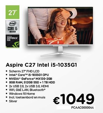 Promotions Acer aspire c27 intel i5-1035g1 - Acer - Valide de 01/02/2021 à 28/02/2021 chez Compudeals