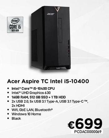 Promoties Acer aspire tc intel i5-10400 - Acer - Geldig van 01/02/2021 tot 28/02/2021 bij Compudeals
