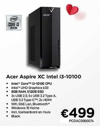 Promoties Acer aspire xc intel i3-10100 - Acer - Geldig van 01/02/2021 tot 28/02/2021 bij Compudeals