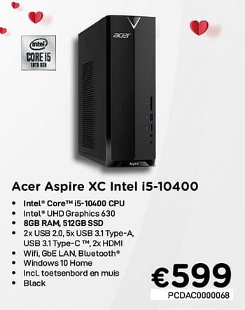 Promotions Acer aspire xc intel i5-10400 - Acer - Valide de 01/02/2021 à 28/02/2021 chez Compudeals