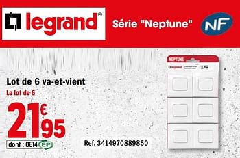 Promoties Lot de 6 va-et-vient - Legrand - Geldig van 05/02/2021 tot 25/02/2021 bij Brico Depot