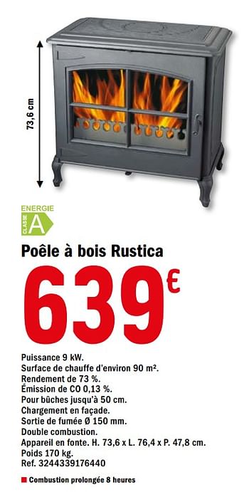 Promotions Poêle à bois rustica - Invicta - Valide de 05/02/2021 à 25/02/2021 chez Brico Depot