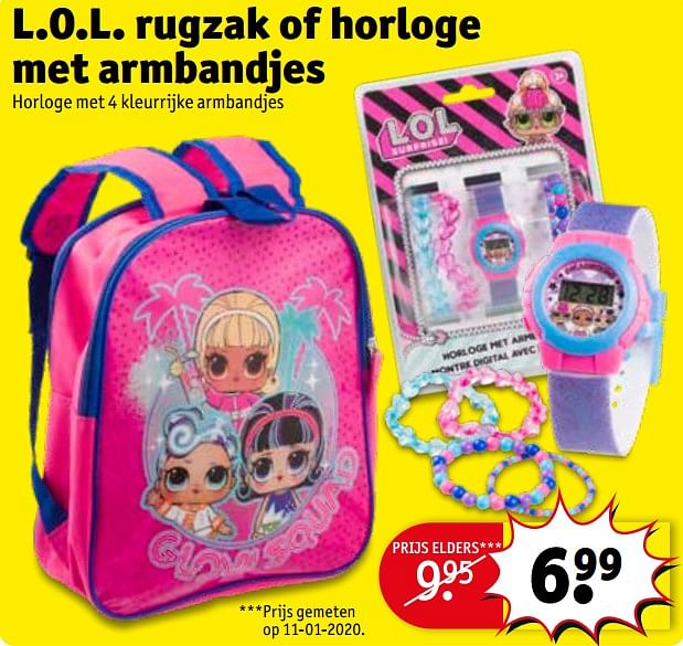 LOL Surprise L.o.l. rugzak of horloge met armbandjes Promotie