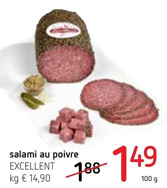 Promotions Salami au poivre excellent - Excellent - Valide de 11/02/2021 à 24/02/2021 chez Spar (Colruytgroup)