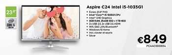 Promoties Acer aspire c24 intel i5-1035g1 - Acer - Geldig van 01/02/2021 tot 28/02/2021 bij Compudeals