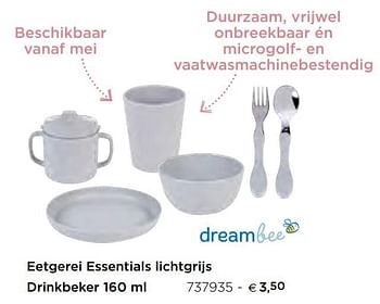 Promoties Eetgerei essentials lichtgrijs drinkbeker - Dreambee - Geldig van 05/02/2021 tot 31/12/2021 bij Dreambaby