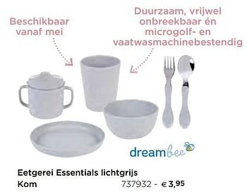 Promoties Eetgerei essentials lichtgrijs kom - Dreambee - Geldig van 05/02/2021 tot 31/12/2021 bij Dreambaby