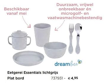 Promoties Eetgerei essentials lichtgrijs plat bord - Dreambee - Geldig van 05/02/2021 tot 31/12/2021 bij Dreambaby