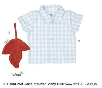 Promoties Hemd met korte mouwen vichy lichtblauw - Timboo - Geldig van 05/02/2021 tot 31/12/2021 bij Dreambaby
