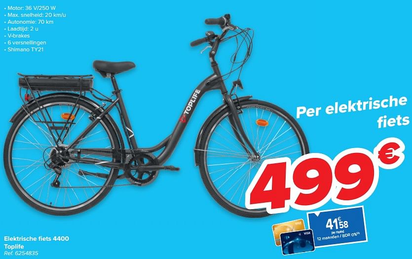 Toplife Elektrische fiets 4400 toplife Promotie bij Carrefour