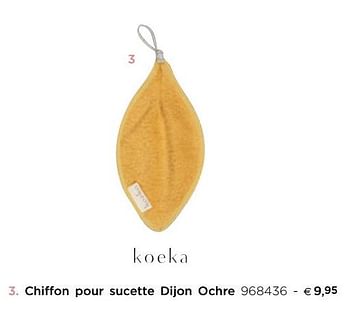 Promotions Chiffon pour sucette dijon ochre - Koeka - Valide de 05/02/2021 à 31/12/2021 chez Dreambaby