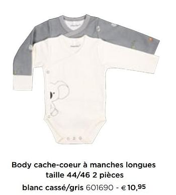 Promoties Body cache-coeur à manches longues taille 44-46 2 pièces blanc cassé-gris - Dreambee - Geldig van 05/02/2021 tot 31/12/2021 bij Dreambaby