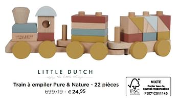 Promotions Train à empiler pure + nature - 22 pièces - Little Dutch - Valide de 05/02/2021 à 31/12/2021 chez Dreambaby