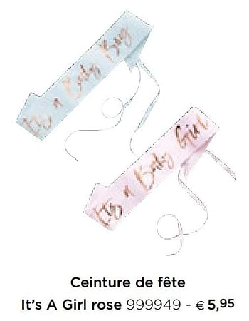 Promotions Ceinture de fête it`s a girl rose - Produit Maison - Dreambaby - Valide de 05/02/2021 à 31/12/2021 chez Dreambaby