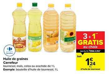 Promotions Bouteille d`huile de tournesol - Produit maison - Carrefour  - Valide de 10/02/2021 à 22/02/2021 chez Carrefour