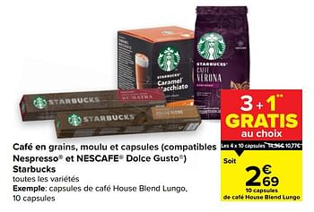 Promotions Capsules de café house blend lungo - Starbucks - Valide de 10/02/2021 à 22/02/2021 chez Carrefour