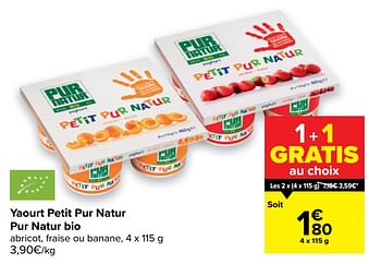 Promotions Yaourt petit pur natur pur natur bio - Pur Natur - Valide de 10/02/2021 à 22/02/2021 chez Carrefour