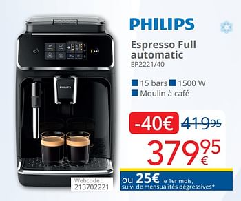 Promotions Philips espresso full automatic ep2221-40 - Philips - Valide de 01/02/2021 à 28/02/2021 chez Eldi