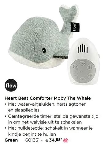 Promoties Heart beat comforter moby the whale green - Flow - Geldig van 05/02/2021 tot 31/12/2021 bij Dreambaby