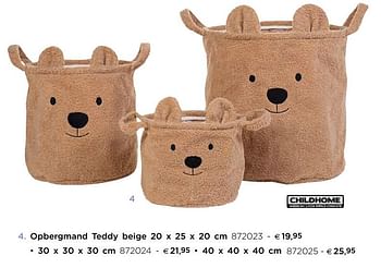 Promoties Opbergmand teddy beige - Childhome - Geldig van 05/02/2021 tot 31/12/2021 bij Dreambaby