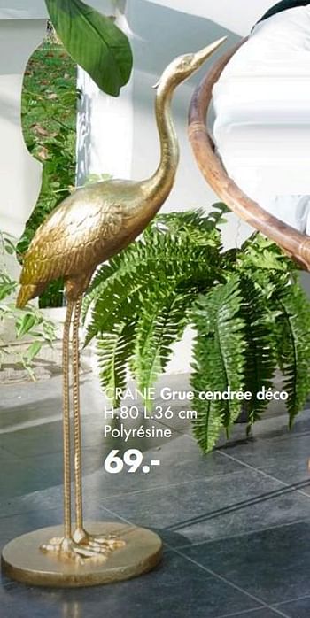 Promotions Crane grue cendrée déco - Produit maison - Casa - Valide de 08/02/2021 à 14/03/2021 chez Casa