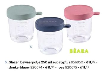 Promoties Glazen bewaarpotje 250 ml eucalyptus - Beaba - Geldig van 05/02/2021 tot 31/12/2021 bij Dreambaby