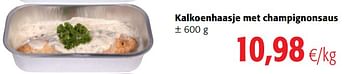 Promoties Kalkoenhaasje met champignonsaus - Huismerk - Colruyt - Geldig van 10/02/2021 tot 23/02/2021 bij Colruyt