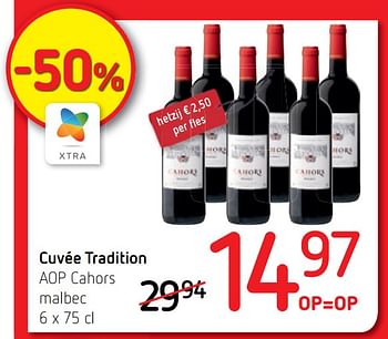Promoties Cuvée tradition aop cahors malbec - Rode wijnen - Geldig van 25/02/2021 tot 10/03/2021 bij Spar (Colruytgroup)