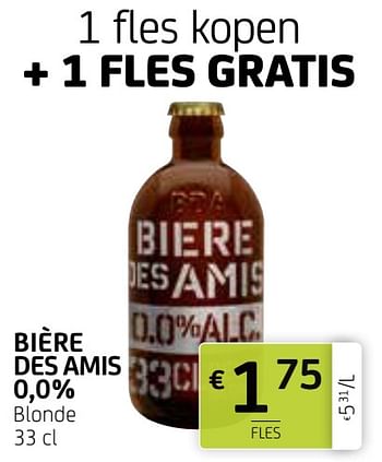 Promoties Bière des amis 0,0% blonde - Bière Des Amis - Geldig van 12/02/2021 tot 25/02/2021 bij BelBev