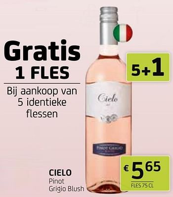 Promoties Cielo pinot grigio blush - Rosé wijnen - Geldig van 12/02/2021 tot 25/02/2021 bij BelBev