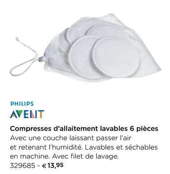 Promoties Compresses d`allaitement lavables 6 pièces - Philips - Geldig van 05/02/2021 tot 31/12/2021 bij Dreambaby