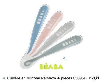 Promotions Cuillère en silicone rainbow 4 pièces - Beaba - Valide de 05/02/2021 à 31/12/2021 chez Dreambaby