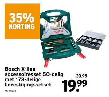 Promoties Bosch x-line accessoiresset 50-delig met 173-delige bevestigingssetset - Bosch - Geldig van 17/02/2021 tot 02/03/2021 bij Gamma