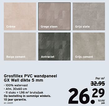 Promotions Grosfillex pvc wandpaneel gx wall - Grosfillex - Valide de 17/02/2021 à 02/03/2021 chez Gamma