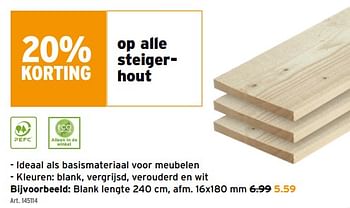 Promoties Steiger- hout blank - Huismerk - Gamma - Geldig van 17/02/2021 tot 02/03/2021 bij Gamma