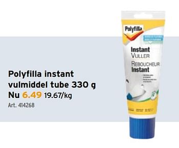Promoties Polyfilla instant vulmiddel tube - Polyfilla - Geldig van 17/02/2021 tot 02/03/2021 bij Gamma