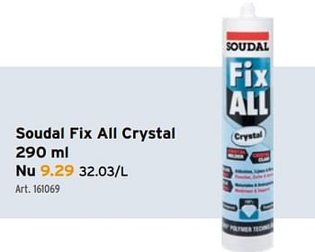 Promotions Soudal fix all crystal - Soudal - Valide de 17/02/2021 à 02/03/2021 chez Gamma