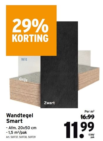 Promoties Wandtegel smart - Huismerk - Gamma - Geldig van 17/02/2021 tot 02/03/2021 bij Gamma