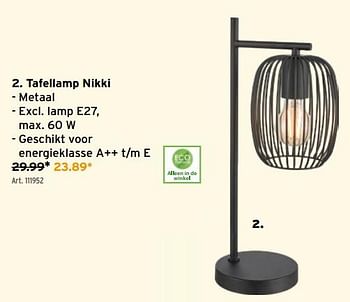 Promoties Tafellamp nikki - Huismerk - Gamma - Geldig van 17/02/2021 tot 02/03/2021 bij Gamma